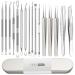 Pimple Popper Tool Kit  Blackhead Remover  16 PCS Professional Stainless Tweezers Acne Tools Comedone Extractor Pimple Needle Tool for Blemish Whitehead Ingrown Hair Cyst Removal Beauty Tools for Face