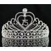 Janefashions Quinceanera Sweet 15 Fifteen 15th Birthday Party coronas de quincea eras Clear White Austrian Rhinestone Tiara Crown with Hair Combs Princess Silver T1756