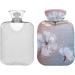 Naanle White Flowers Heat Bottle - 1L Transparent Hot Water Bottle for Pain Relief & Cold Therapy | Perfect Bed & Hand Warmers - Buy Online on GoSupps.com