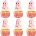 4 Pack Pink Cartoon Dinosaur Cupcake Toppers - 3D Torte Decoration Picks for Baby Birthday Party - Perfect Cake Decorating Supplies - Buy Online on GoSupps.com