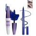 Blue Voluminous Mascara & Waterproof Eyeliner Pen Set- Smudge-Proof Long-Lasting Colored Mascara Liquid Matte Eyeliner 5D Lengthening Curling Thick Lashes Color Mascara Tubing Women Vegan Eye Makeup