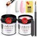 Saviland 2 pieces u v gel assembly gel kit-3.53 ounces clear & light pink hard gel for nails kit with gel nail brush nail shapes large capacity soac-off u v gel set for nail extension and repair clear & light pink