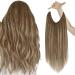 Easyouth Invisible Wire Hair Extensions Balayage Brown to Blonde Secret Hair Extensions Ombre Brown Wire Human Hair Extensions 80g 18 Inch 18 Inch 1-Wire #4/27/4