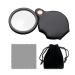 1 piece of 20-fold magnifying glass 1 wiping and 1 storage bag portable mini handholder foldable rotating magnifying glass with a protective leather pocket for reading for older people check (black)