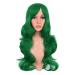 MapofBeauty 24 inch/60 cm Charming Plastic Fiber Long Wavy Wig Women Party Full Wigs (Grass Green)