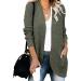 Autumn And Winter Women's Casual Fashion V-neck Solid Color Loose Long Sleeve Pockets Cardigan Cardigan Women XL Green