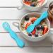 Vicloon Baby Fork and Spoon Set - 2Pcs Silicone Self Feeding Utensil for Infant/Toddler - Easy Grip Toddler Cutlery Kit in Blue - Buy Online on GoSupps.com