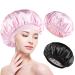 2 pieces satin hair hood double -sided hair hood for the night soft satin bonnet sleeping hood bonnen sleep caps sleeping hat breathable for women girls (black pink)