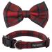 Pet Heroic Pet Dog Cat Collar with Grid Bow tie Adjustable Plaid Pet Dogs Cats Comfortable Durable Bowtie Collars for Small Medium Large Dogs Cats in 3 Styles M Red-grid