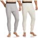 CQR 1 or 2 Pack Men's Thermal Underwear Pants, Midweight Waffle Knit Long Johns, Winter Cold Weather Thermal Bottoms with Fly 2 Packs of Pants Light Grey/ Natural X-Large