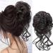 RPAEOY hair parts dutt with bracket curly wavy hair tie with hair clip synthetic messy bun hair scrunchy hair parts for women (brownish black)