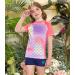 BesserBay Girls Rashguard Swimwear - UV Protection Short Sleeve Shirt - 140 Pink Wave Pattern - International Shipping Available - Buy Online on GoSupps.com