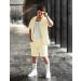 AstoSeu Men's Short Sleeve Shirt and Shorts Set - Light Yellow, X-Large - Buy Online on GoSupps.com