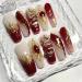 Temperament-enhancing manicure lucky manicure hand-worn manicure rich red manicure three-dimensional Chinese style.(S)