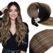 Vivien U Tip Hair Extensions Human Hair 18 Inch Balayage Brown Hot Fusion Hair Extensions Utips Nature Black Ombre Medium Brown with Light Blonde Kertain U Tip Hair Extensions 50g/50s 1B/4/18 45cm 1-1 UT #1b/4/18