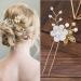 25 Pack Flower Leaf Pearl Bridal Hair Pins Clips - U-Shaped Barrettes with Rhinestone Crystal - Wedding Hair Accessories for Women, Girls, Brides - Buy Online on GoSupps.com