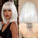 Short wig for women white bob wig with bangs white 3022-1