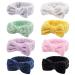 AMCAMI Spa Headband  Headband for Washing Face  Makeup Headband Coral Fleece Non-Slip Hairlace for Women Fluffy Shower Headbands Elastic Headwraps  Bow Hair Band 8PCS