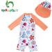 Baby Girl One Piece Swimwear Set with Sun Hat | UPF 50+ Sunflower Toddler Swimsuit 9-12 Months - Buy Online on GoSupps.com