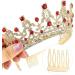 Gold Red Crystal Tiara Crown Headband for Women and Girls - Perfect for Birthday, Bride, Bridesmaids, Prom, Halloween, Christmas - Ideal Hair Accessory for Parties and Cosplay - Buy Online on GoSupps.com