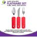 Bendable Red Flatware Set with Easy Grip Handles - 3 Piece Large Fork, Knife, and Spoon - Buy Online on GoSupps.com