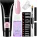 Poly Nail Gel Kit Pink Nail Extension Set For Beginners Builder Extension Nail Kit With Slip Solution For DIY Nail Art Women Gift Light pink