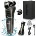 Electric Razor for Men 3D Rotary Shaver with Pop-Up Trimmer Wet and Dry Shaving IPX7 Waterproof Shaver Rechargeable Electric Men's Shaver Cordless Razors Beard Trimmer Fast Recharging (Black)