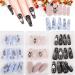 Flofia 72x Christmas Artificial Nails - Long Ballerina Fingernails in Pink Blue & Black | Perfect Nail Design for Women & Girls - Buy Online on GoSupps.com