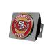 San Francisco 49ers NFL Chrome Hitch Cover with 3D Colored Team Logo by FANMATS - Unique Round Metal Molded Design  Easy Installation on Truck, SUV, Car - Ideal Gift for Die Hard Football Fan