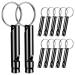 12 pieces of signal pipe triller pipe aluminum emergency whistle whistle with lanyard safety survival pipe Suitable for hiking camping training outdoor sports dog whistle