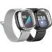 Tobfit [2 Pack] Metal Bands Compatible with Fitbit Versa 3 / Fitbit Sense, with [2 x TPU Screen Protector Case] Stainless Steel Adjustable Magnetic Wristbands (Black & Silver, Large) Large (for Fitbit Versa 3/Sense) Black …