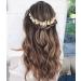 Unicra Gold Wedding Pearl Hair Vine Flower Leaf Headpiece Wedding Hair Accessories for Bride
