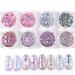 Gzmayuen 16Pcs Holographic Nail Glitter Powder Set - Chunky Sequin Flakes for Stunning Nail Art - Pink Violet Red - Buy Online on GoSupps.com