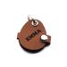 Copter farm dog brand bag for dogs on the collar |With engraving push button |Art leather real leather |Dog brand |Individually engraved on both sides (brown oval) brown oval