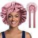 Welrog satin hair hood for women - double -sided satin silk hood to sleep sleeping hood hair protect hair hood for the night satin bonnet pink #1/pink #2