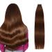 AGMITY Tape in Hair Extensions 100% Real Human Hair Chocolate Brown 16 inches 20pcs 40Gram Invisible Straight Thick Tape in Human Hair Extensions(16 inches #4 Medium Brown) 16 inch #4 Medium Brown