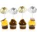 100 Pieces Firework Cupcake Toppers Graduation Foil Frill Toothpicks Holiday Cake Decorations 9 Inch Shape Food Picks for Halloween Party Favors Supplies (Black Gold Silver) - Buy Online on GoSupps.com