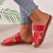 Fanelod Flat Summer Sandals for Women | Comfortable Open Toe Rubber Sandals | Leisure Beach Shoes in Red - 40 EU - Buy Online on GoSupps.com