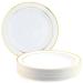MATANA - 25 Premium Multi-Use Plastic Dinner Party Plates with Gold Rim Perfect for Weddings Birthdays Garden Parties & Outdoor Events - 26cm / 10" 26 cm / 10"