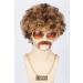 Topcosplay Men's 70s 80s Disco Dude Dirt Bag Wig & Moustache Necklace 3-Piece Set - Short Curly Afro Shaggy Wig Blonde Black Brown - Buy Online on GoSupps.com
