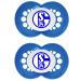 MAM Football Schnuller in a set of 2 original pacifier in fan design from FC Schalke tooth-friendly baby pacifier from Mam Skinsoft silicone 6-16 months FC Schalke 04