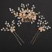 Chargances 3 Pieces Wedding Hair Comb Bridal Hair Pins Set Gold Leaf Crystal Wedding Hair Side Comb Rhinestone Beaded Hair Accessories for Brides Women Girls (Gold)