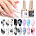 Blooming Gel Nail Polish Marble Nail Polish 12ML Watercolor Marble Ink for Nails Black & White Spreading Magic Blossom Effect Flower Nail Art Design Manicure DIY At Home 2PCS HB-2PCS