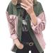 Women Corduroy Button Down Jacket Casual Boyfriend Long Sleeve Lapel Coat Oversized Contrast Color Blouses Tops Color 2 Large