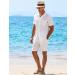 COOFANDY Men's Guayabera Shirt Set - Linen Short Sleeve Button Down Outfit, White, XL - Buy Online on GoSupps.com