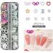 3D Nail Charms 2 Boxes Multi-Shape Black White Aurora Bows Heart Nail Art Charms Nail Pearls Bowknot Stars Shell Nail Rhinestones Gems for Nail Art Decoration DIY Crafts (E) - Buy Online on GoSupps.com