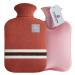 Olivialiving hot water bottle with classic striped cover 2L warm stature for menstrual cramps neck and shoulder pain relief heat and cold therapies handfoot warmer orange red