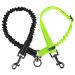 NASJAC double dog leash no tangling 360 rotatable splinter double linen for two dogs adjustable shock-damping bungee-reflecting leash for dogs small medium and large running training 2-color version (for XS/s+s+s) black+fluorescent green