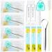 4 Set Travel Dental Care Kit Includes Toothbrush Toothpaste Mouthwash Floss Metal Tongue Cleaners and Lipstick in Reusable Clear PVC Bag Oral Care Hygiene Set for Adults Hotel Guest