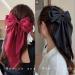 Kinretixia 2 Pieces Hair Bow Clips for Women Large Satin Hair Bows Long Tail Alligator Clips Big Hair Bow Girls Hair Black/Red Wine - Buy Online on GoSupps.com
